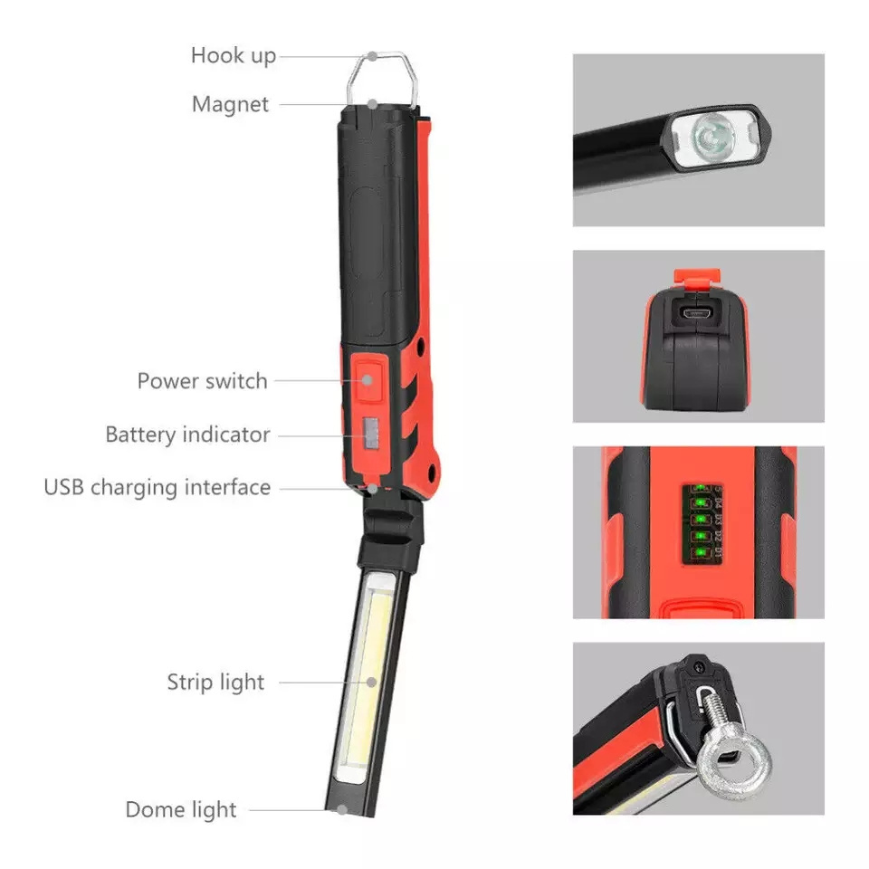 Wholesale COB LED Magnetic Work Light Rechargeable Portable Task Inspection Trouble Lights with USB