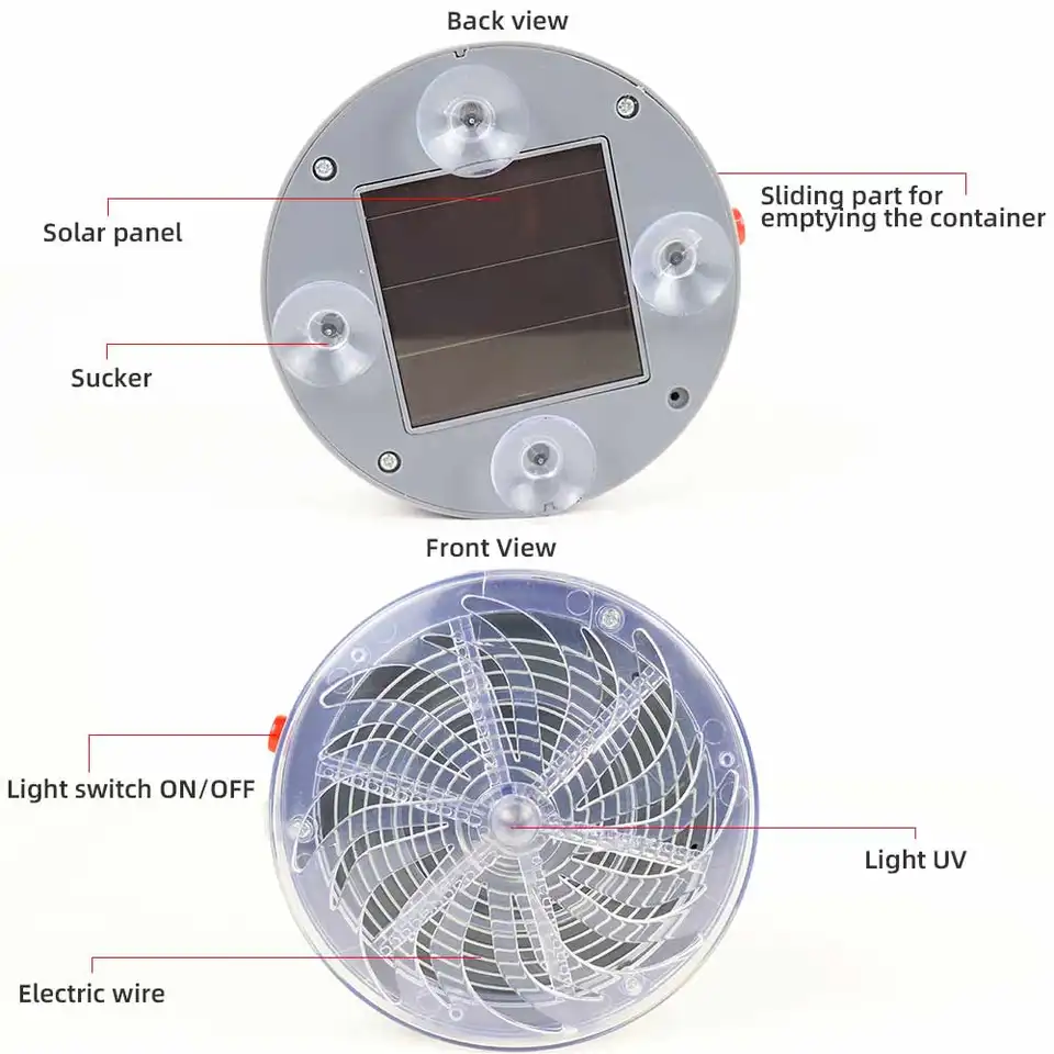 outdoor solar  UV led mosquito killer lamp bug zapper indoor sucker on the window