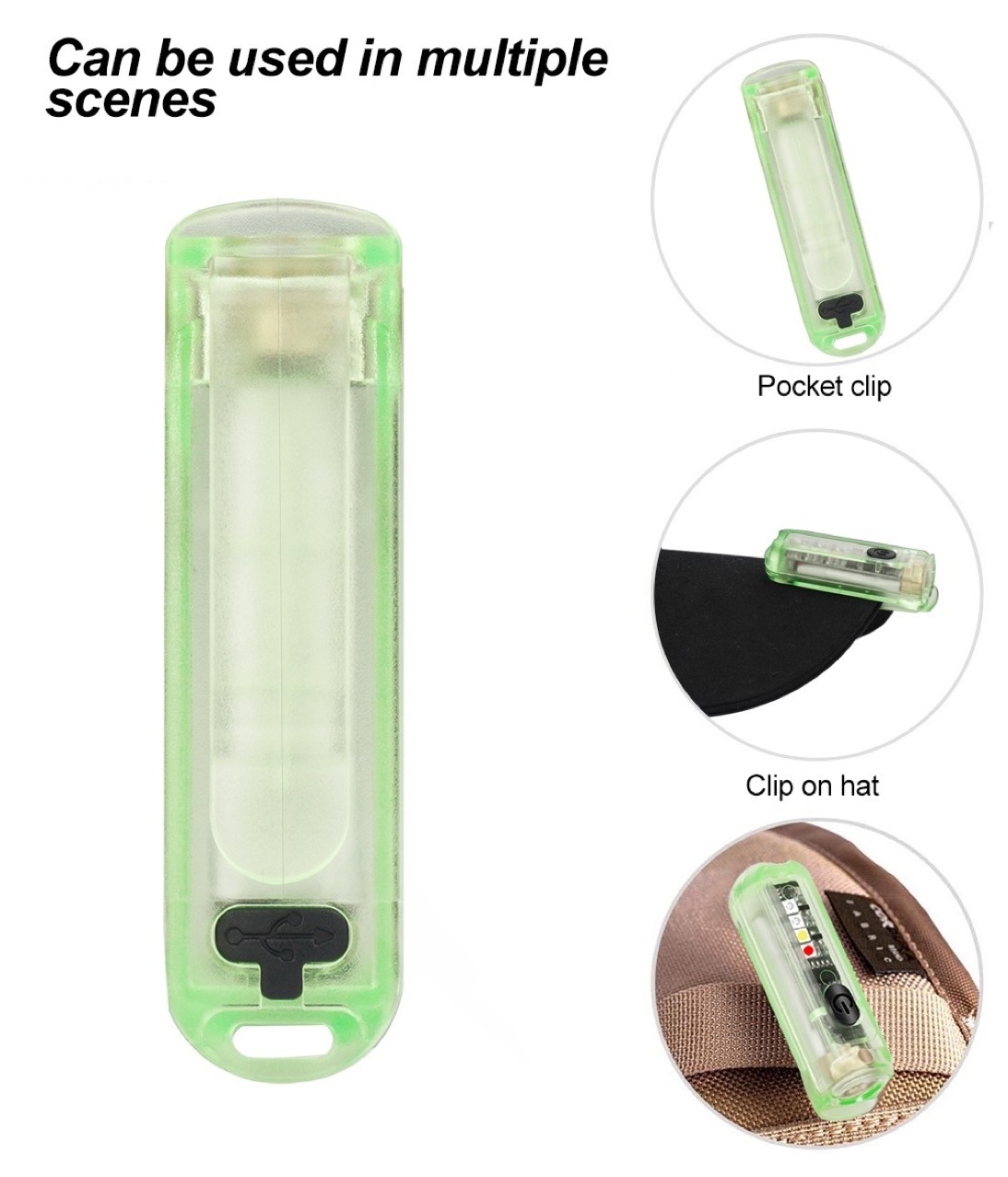 Mini  Type-C  USB Rechargeable keychain Light portable small led  strong light flashlight