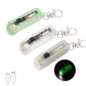 Mini  Type-C  USB Rechargeable keychain Light portable small led  strong light flashlight