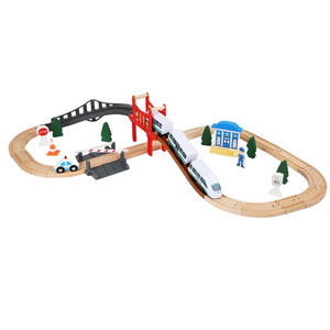 24 section hot sale children's wooden train track toys wooden train track toys 2024 new on new