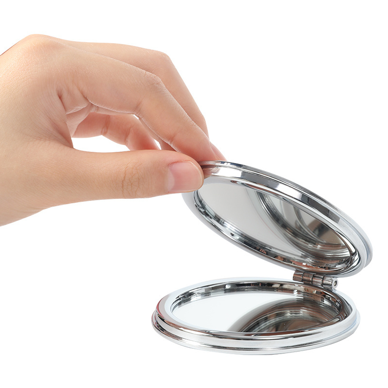 Wholesale Portable Shiny Type Pocket Small Round Metal Mini Compact Double Side Cosmetic Makeup Mirror