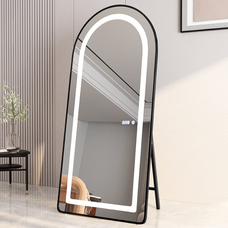 factory custom arched full-length led mirror large long whole body mirrors standing frameless glass wall mirror with light up