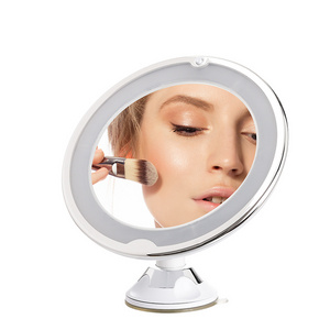 10X Magnifying 360 Degree Rotation Vanity Powerful Suction Cup Bathroom Shower Makeup Mirror with Lights