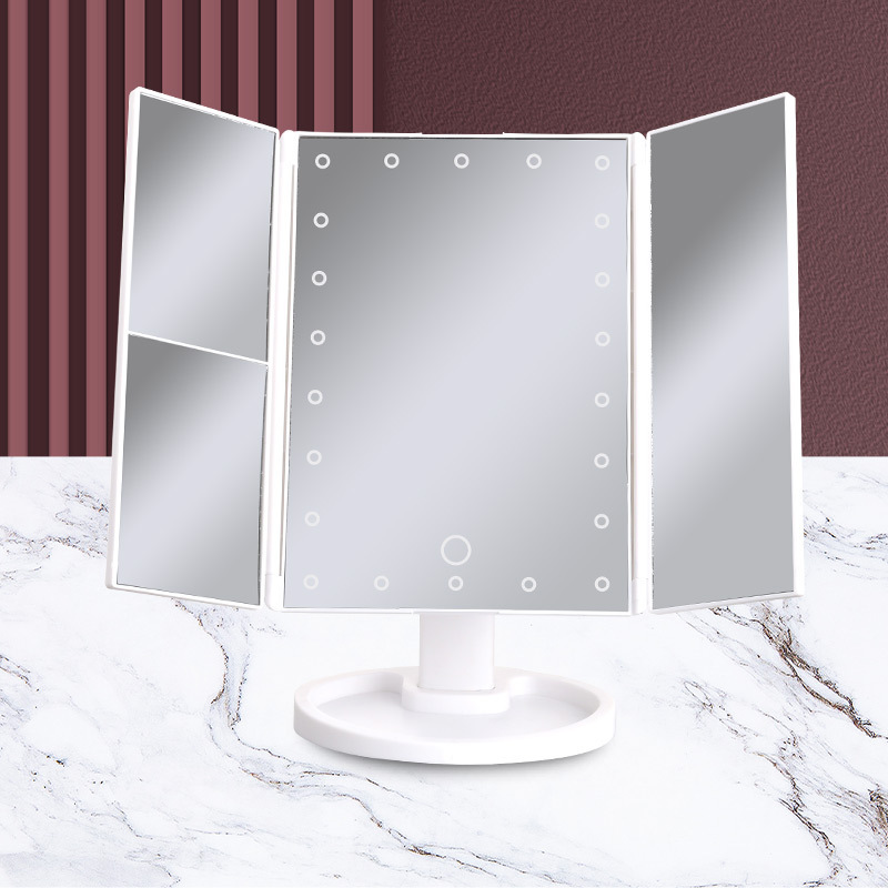 Three Way Vanity Set With Light Tri Fold Led Sensor Switch Led Lights Led Light Cosmetic Cosmetic Mirror With Magnifying