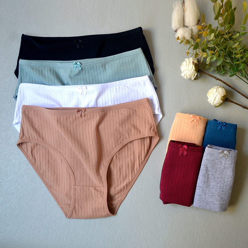 U364 Wholesale High Quality Cotton Underwear For Women Solid Color High Waist Comfortable Ladies Panties