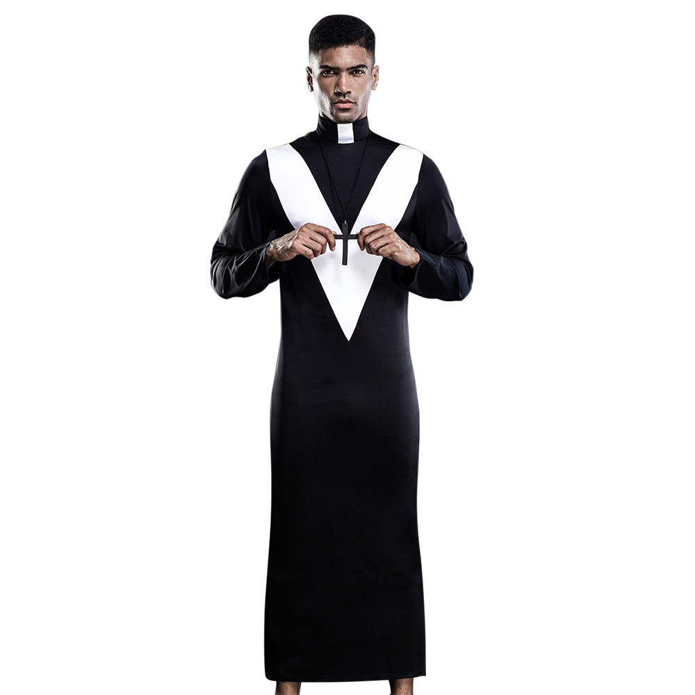 Hot Lingerie Costumes Mens Halloween Priest Play Clothes Western Priest Godfather Game Performance Costumes