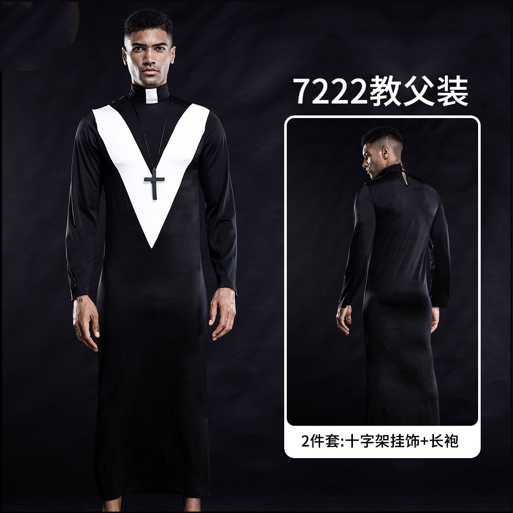 Hot Lingerie Costumes Mens Halloween Priest Play Clothes Western Priest Godfather Game Performance Costumes