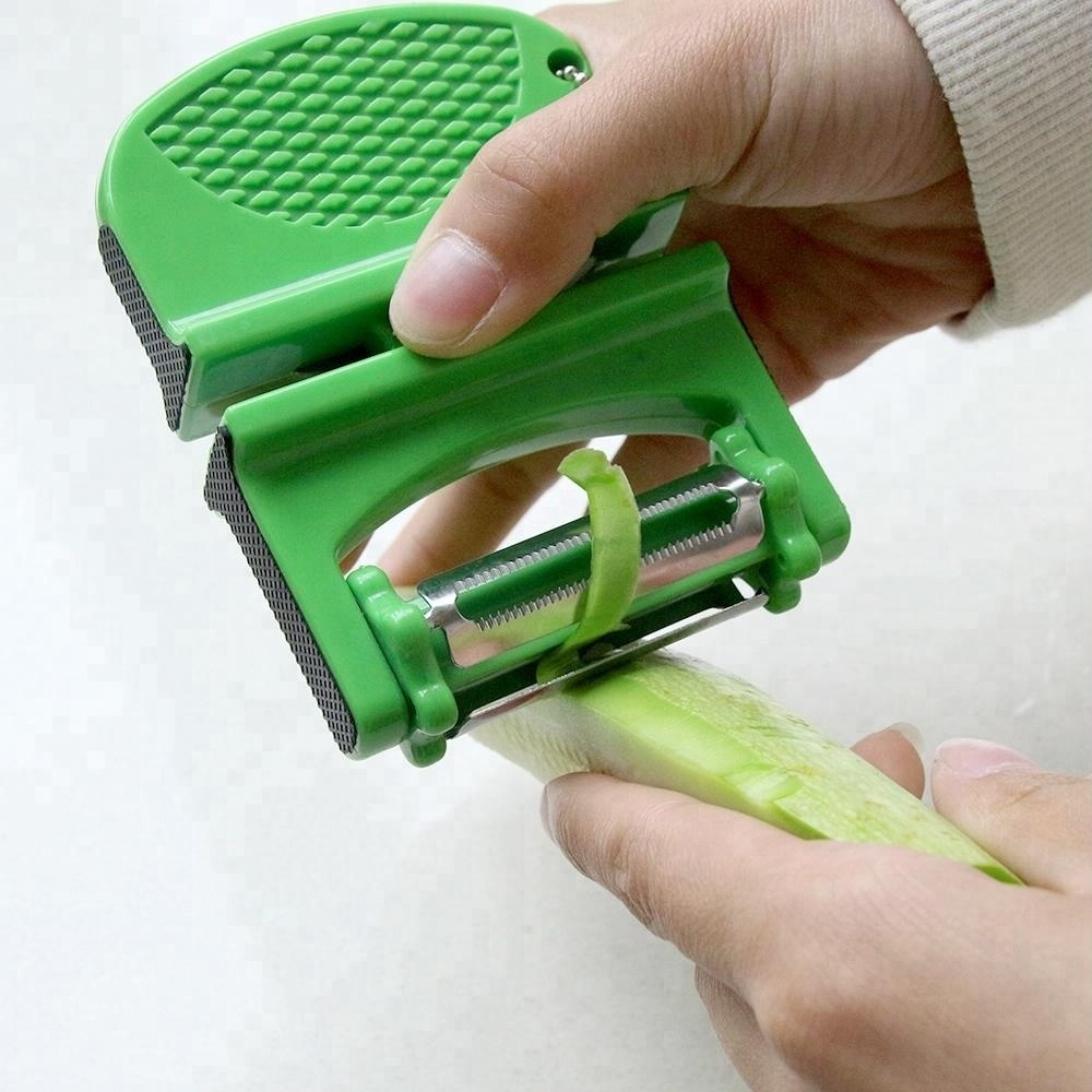 Kitchen tools stainless steel vegetable zester grater 3 in 2 design portable rotatable manual Mini Knife Sharpener