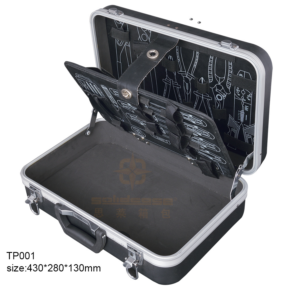 Aluminum frame plastic hard ABS plastic carry case tool box for tool storage