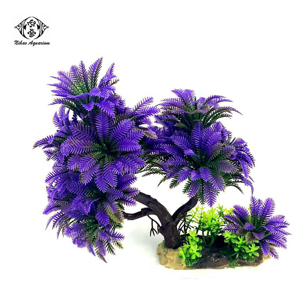 artificial plants plastic small tree can stand under water for fish tank