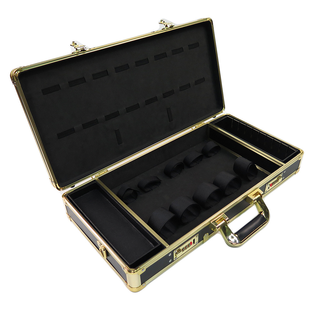 new design wholesale price aluminum briefcase gold travel custom rolling tool clipper barber kit with beautiful case