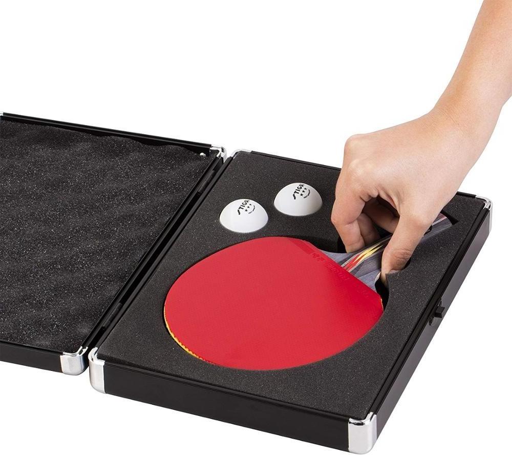 Aluminum Table Tennis Racket Hard Case Transports and Stores One Racket and Three Balls