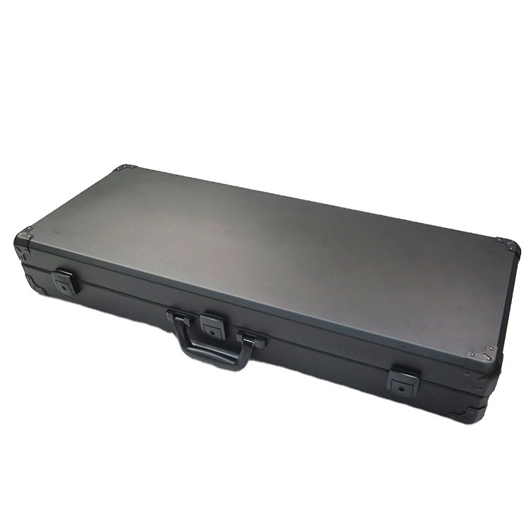 Black  hard shell high quality aluminum instrument carrying long gun case with silk screen or sticker logo