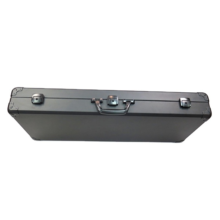 Black  hard shell high quality aluminum instrument carrying long gun case with silk screen or sticker logo