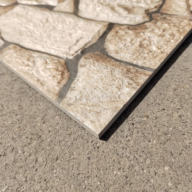 300x600mm Cultural Cobblestone Look Exterior Wall Villa Self-built House Pastoral Outdoor Engineering Ceramic External Wall Tile