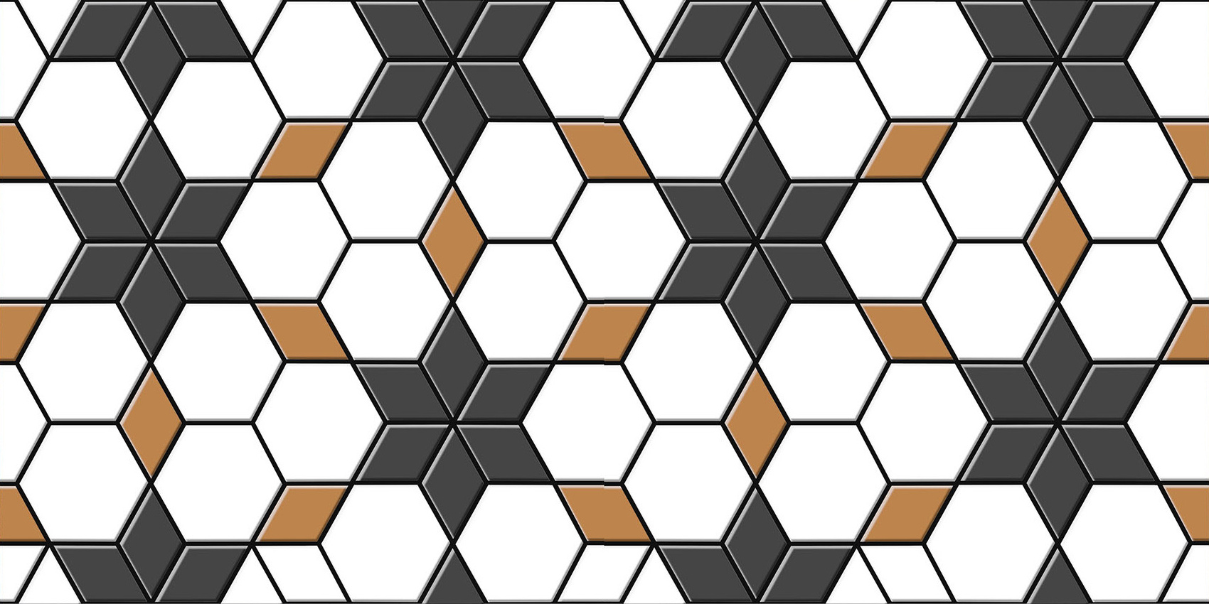 Hexagon Pattern Luxury 3D Black And White Inkjet 300x600 House ABC Tile Interior Wall Glazed Textured Ceramic Tiles 30x60