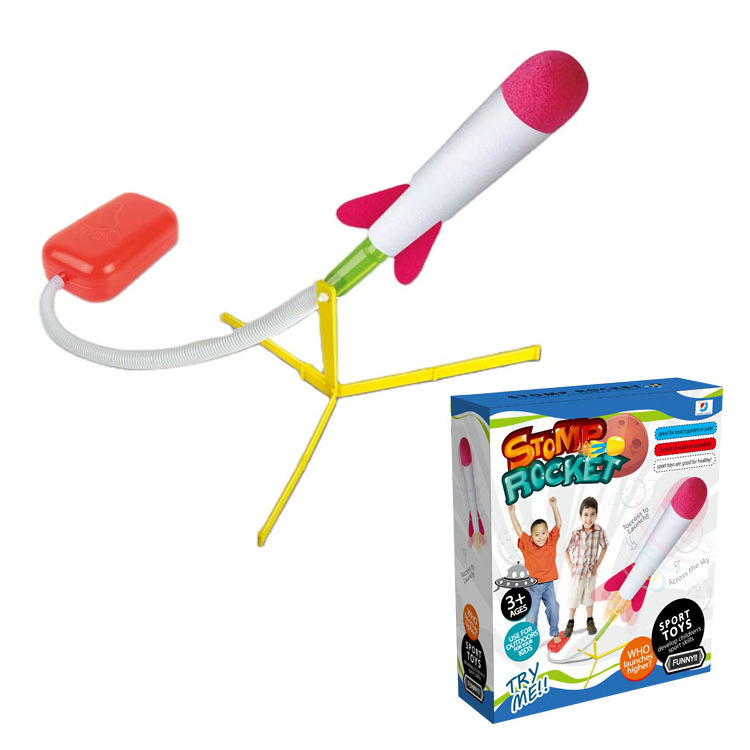 Hot selling stomp rocket launcher toy 3 rockets and air laucher for kids,outside game toy