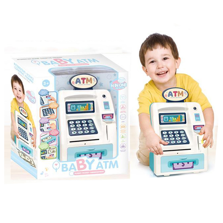 Plastic simulation ATM bank safe deposit box children gift plastic piggy bank for kids