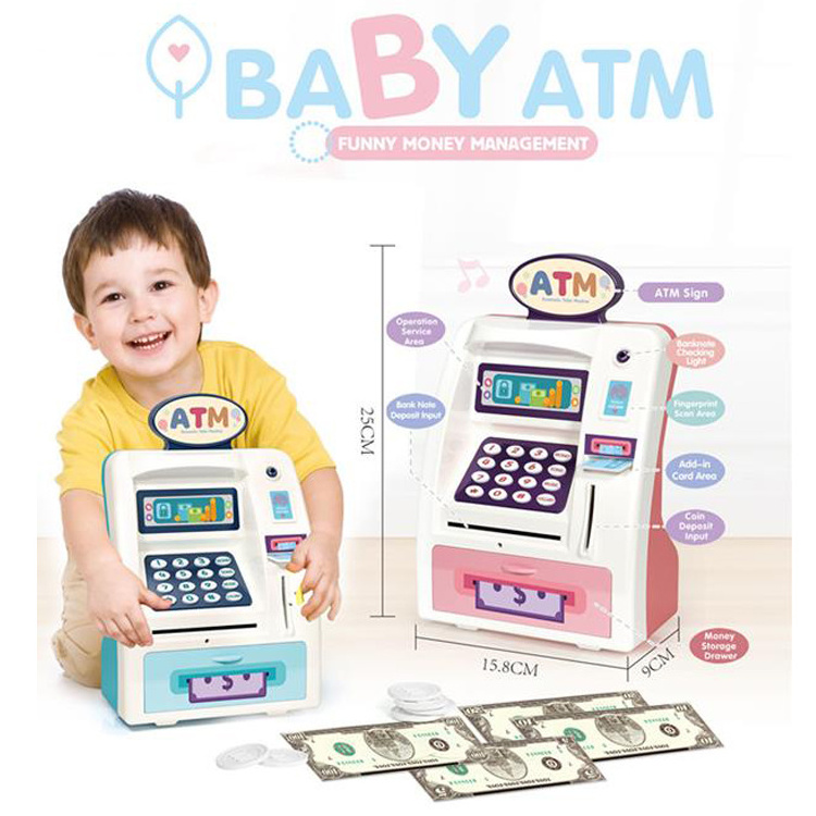 Plastic simulation ATM bank safe deposit box children gift plastic piggy bank for kids