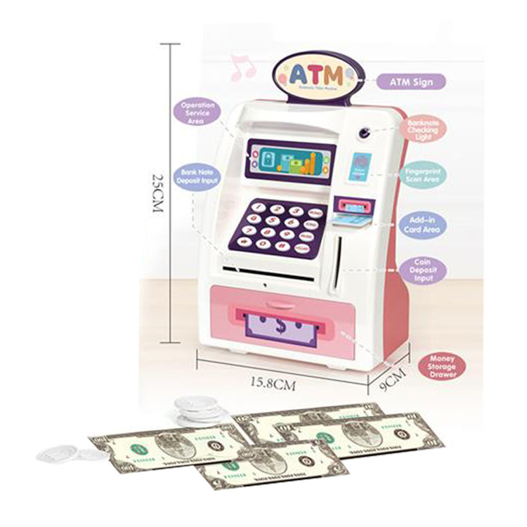 Plastic simulation ATM bank safe deposit box children gift plastic piggy bank for kids