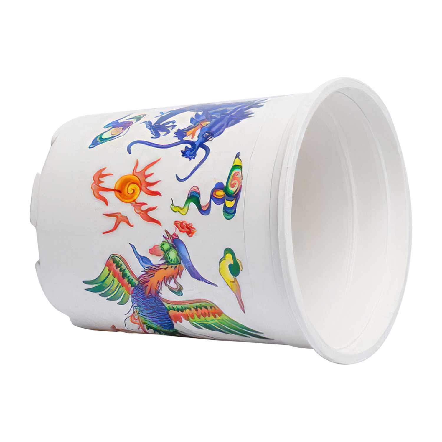 Design Dragon and Phoenix Pattern Not Coated PP Plastic Used with Flower/green Plant White One Container T/T, L/C