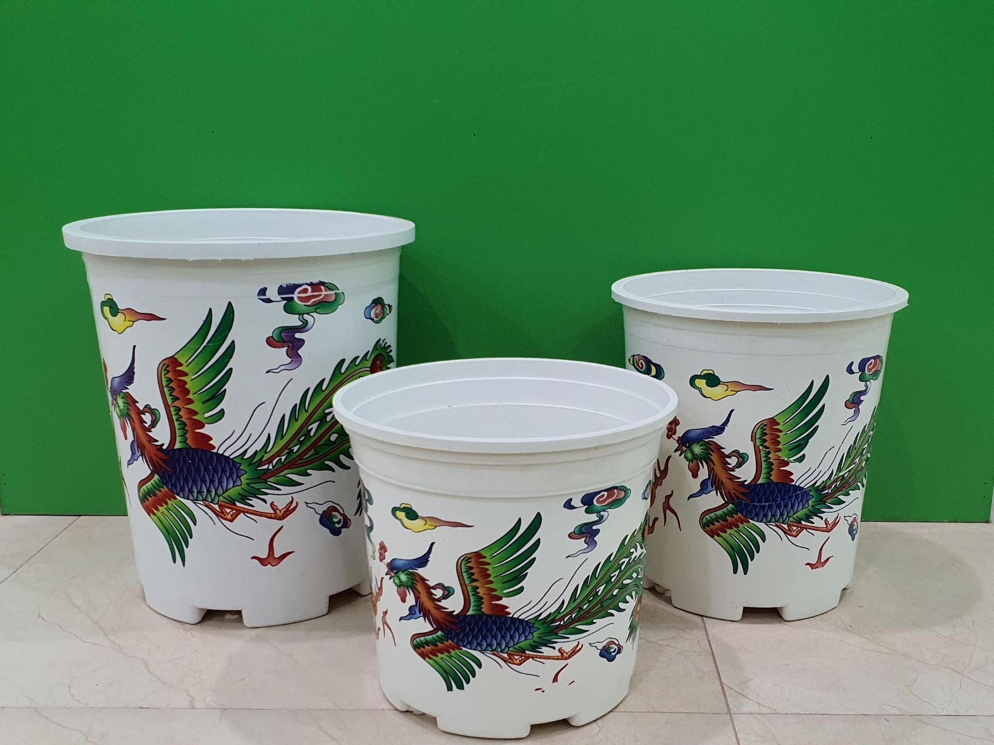 High Quality And Durable Chinese Unique Style Dragon and Phoenix Pattern PP Plastic Planter Plastic Flowerpot