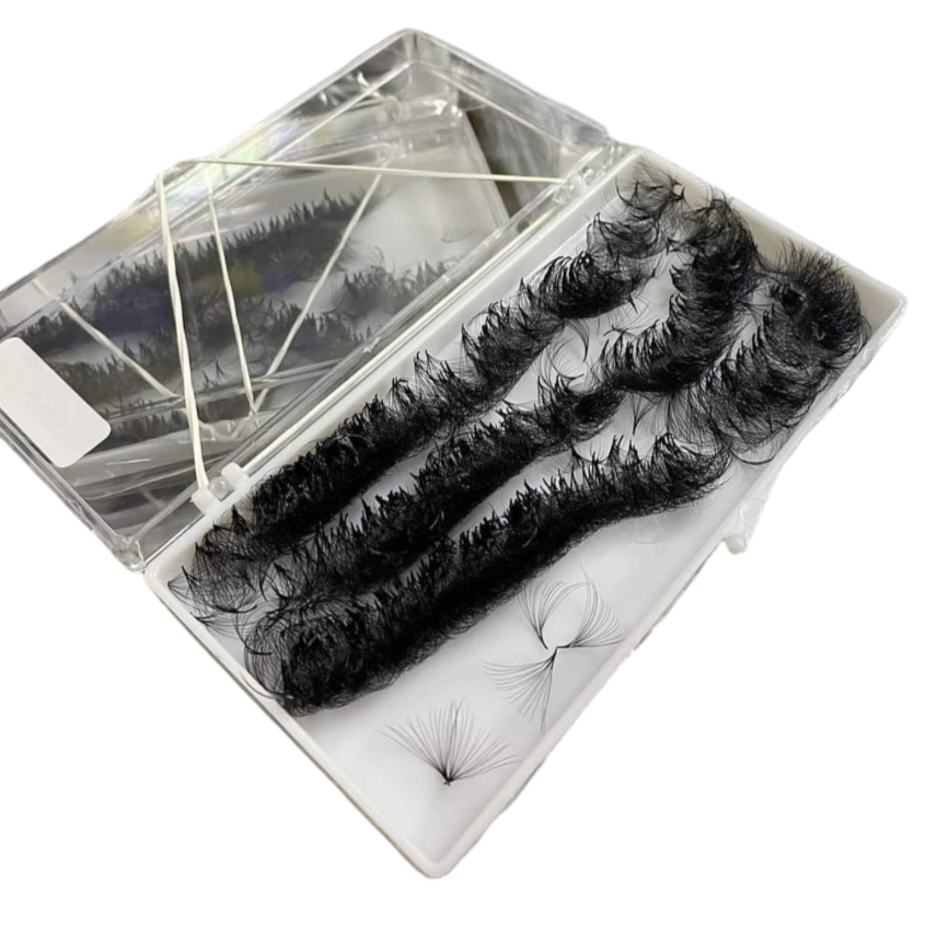 Bulk Handmade 18D Volume Fans 8-15mm Length Eyelashes High Quality Handmade Silk Eye Makeup Packaging Tray Asian Manufacturer