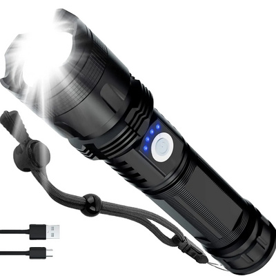 Rechargeable 100000 Lumens Super Bright Powerful Tactical Zoomable 5 Modes Waterproof  Emergency  LED Flashlights