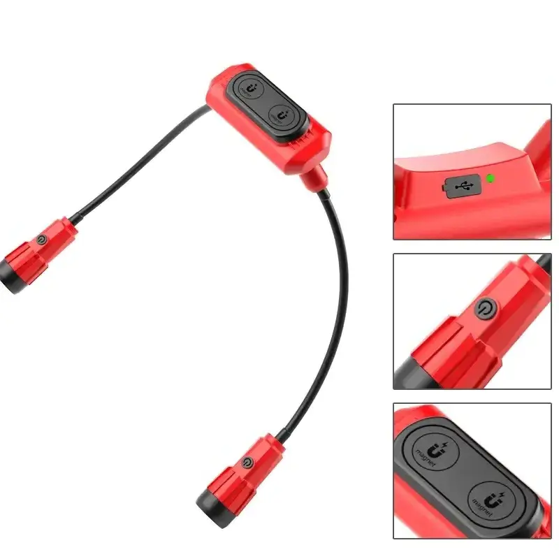 Rechargeable LED Hands-Free Neck Light with Magnet Base Mechanic Work Light  Gooseneck Flashlights With 2320lm