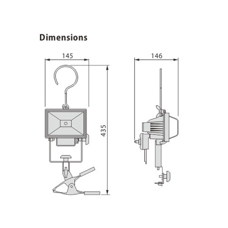 Portable Clamp  Floodlight Spot Lamp Garden Indoor Outdoor Powerful Light Hanging 250W Halogen Work Light