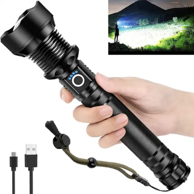 Rechargeable 25000 High Lumens LED  Tactical  with Zoomable & 5 Modes Waterproof Military Grade Super Bright Flashlights