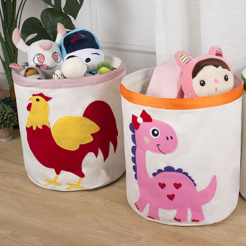 Cartoon Dirty Clothes Hamper Laundry Basket Toy Storage Basket Cylindrical Storage Basket