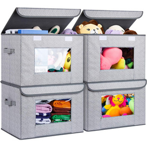 stackable fabric plastic storage bins collapsible clothes bins wardrobe Storage Cubes Folding Storage Box with Lid