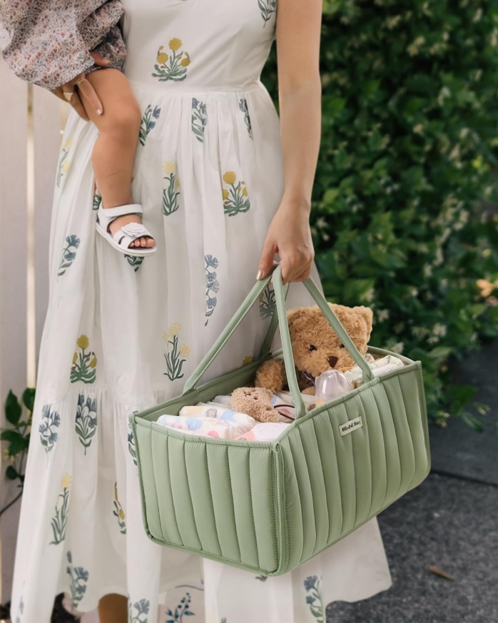 Sage Green Baby Diaper Caddy Organizer, Nursery Storage Basket for Diaper Station Gift for Baby Shower Newborn Essentials