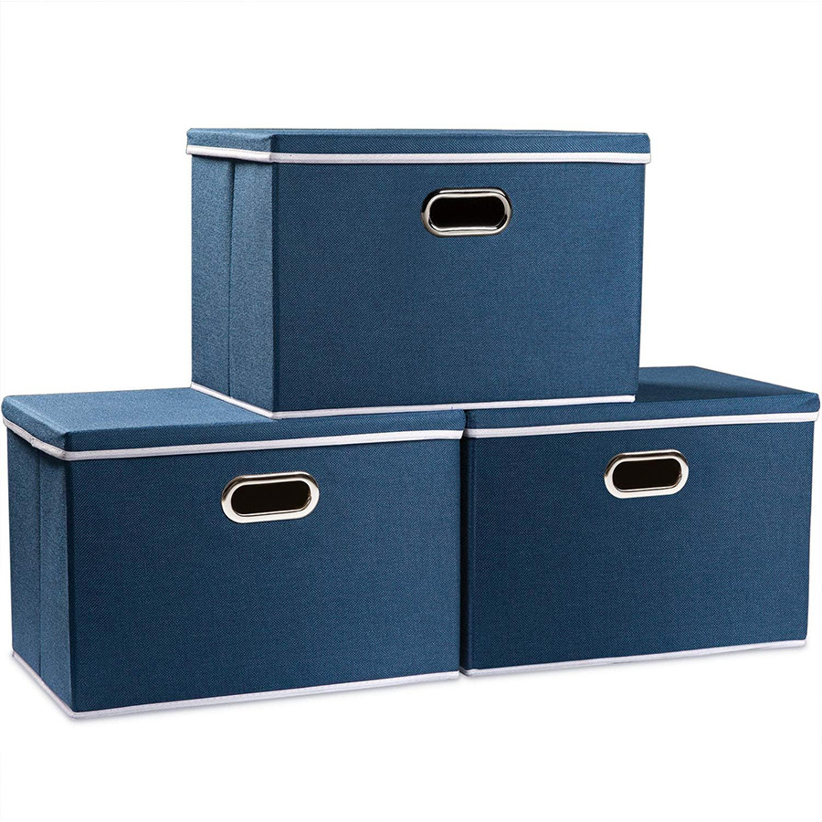 Home Bedroom Closet storage boxes foldable office Organizer bins linen fabric storage cube large toy chest with lid