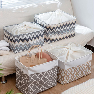 Household Large Canvas Storage Bins Foldable Fabric Storage Baskets with Handles closet wardrobe clothes organizer