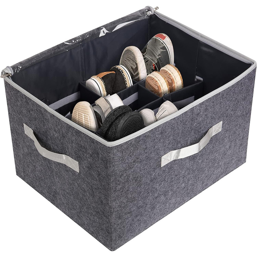 Premium Felt Shoe Box Storage Containers Felt collapsible Shoe Storage Organizer for Closet felt Shoe Storage Bins