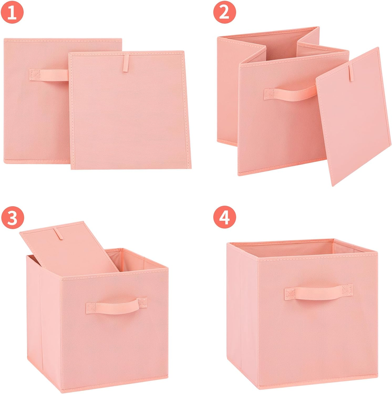 Large Capacity Big Fabric Toy Sundries Home Organizer Bins Foldable Storage Box Toy Organizer and Storage Baskets, Peachpuff