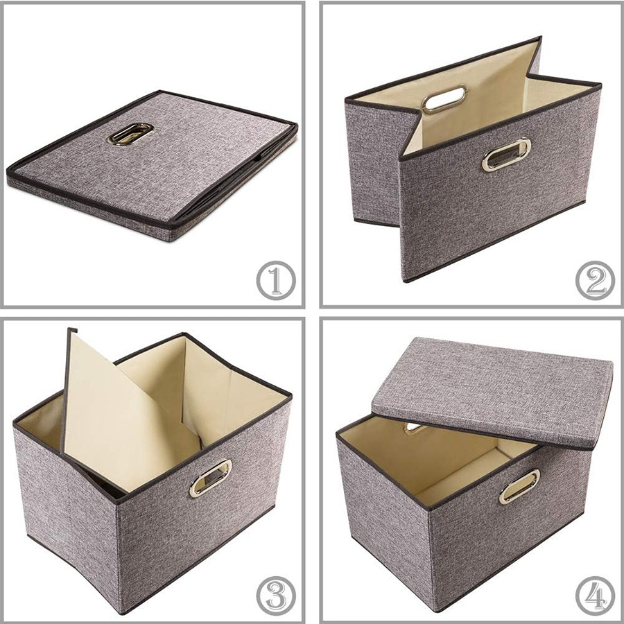 Home Bedroom Closet storage boxes foldable office Organizer bins linen fabric storage cube large toy chest with lid