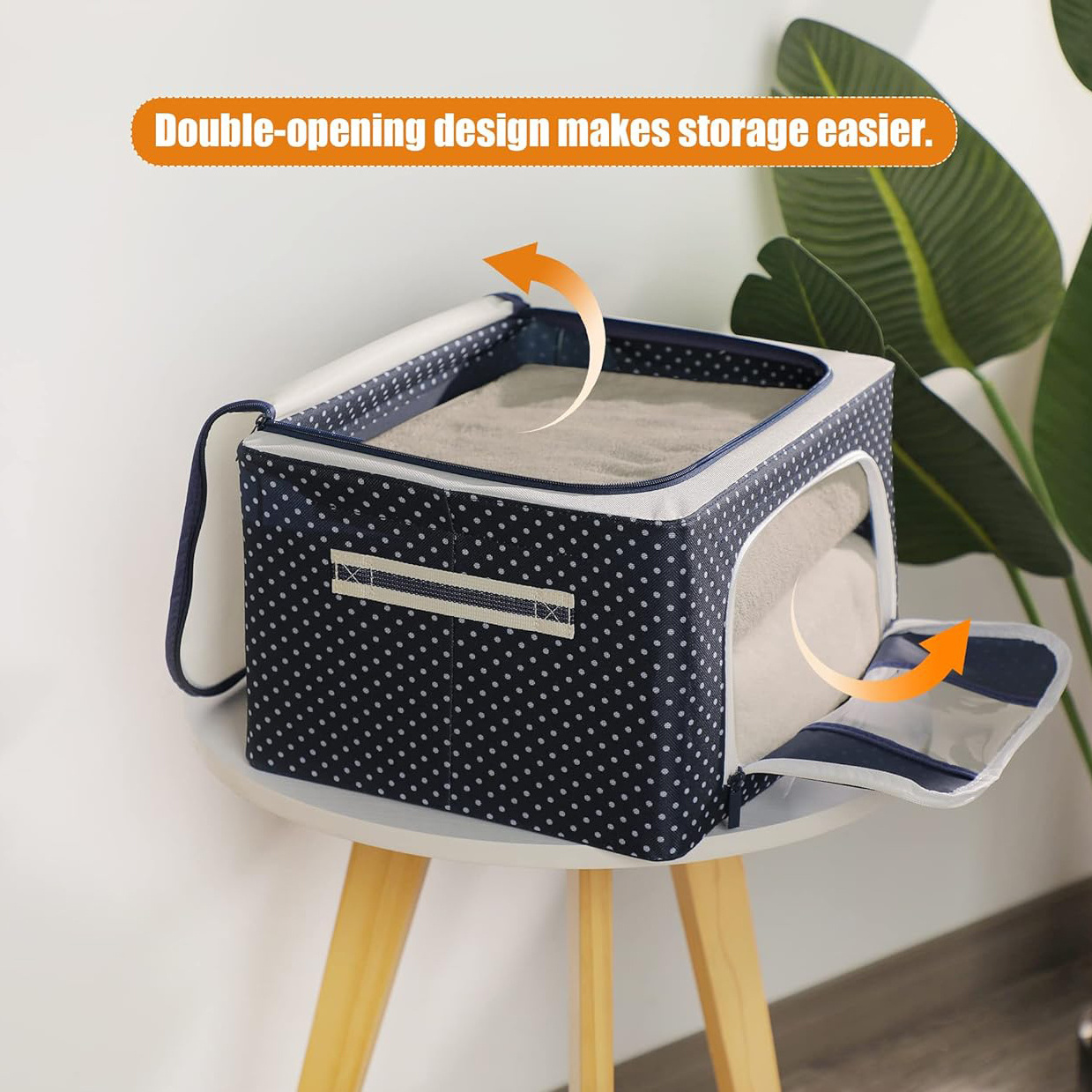 metal Frame Storage Box Oxford Folding Wardrobe clothes storage bin Fabric Foldable Stackable Container Organizer with handle