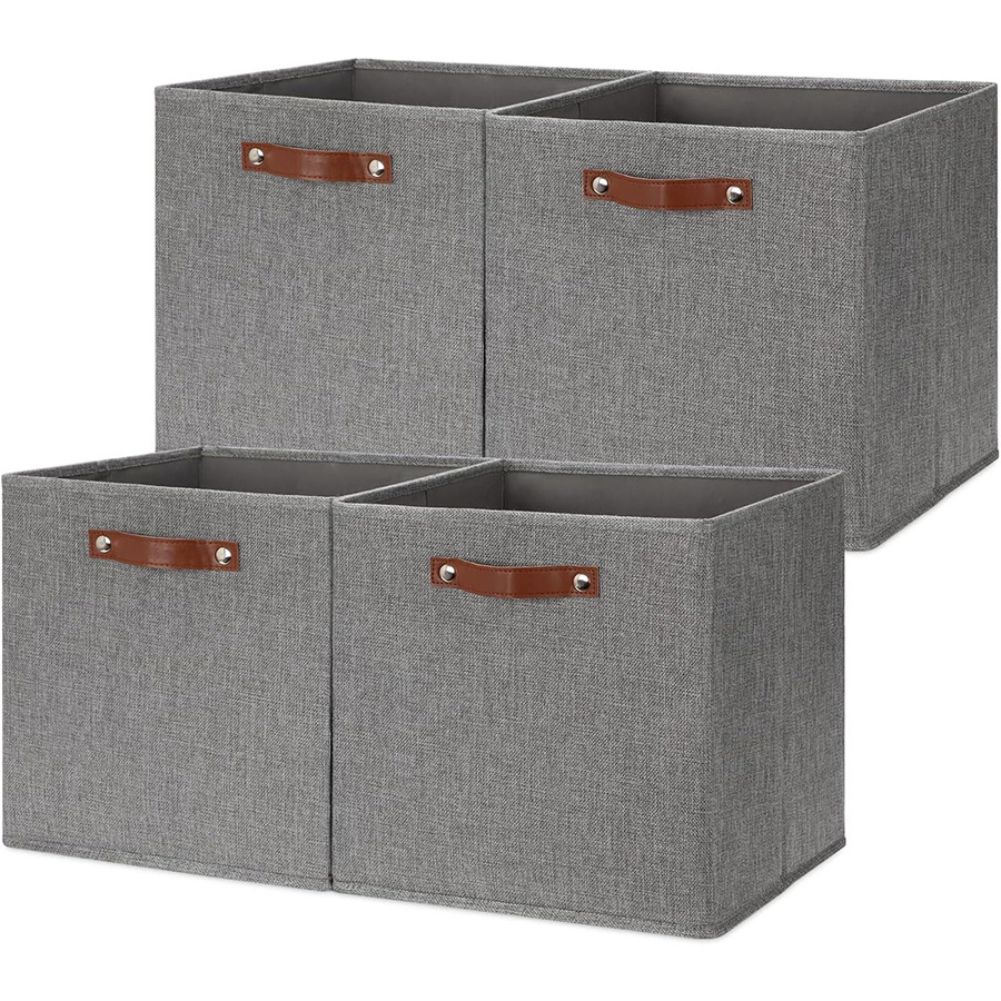 Grey Non Wovens Fabric foldable Book Organizer canvas Storage Cube Boxes Bin Toys Storage Cube Bin