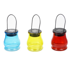 New design warm white led glass bottle jar lantern solar hanging glass light garden outdoor light for decorative landscape