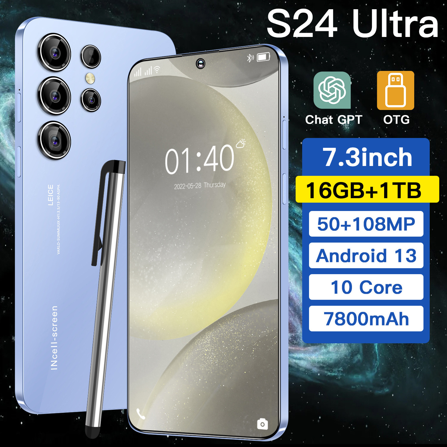 Manufacturers Top Sales S24 Ultra Mobile Phones 7.3 Inch Slim Screen 5G 16GB+1TB Dual SIM  Mobile PhoneS bags