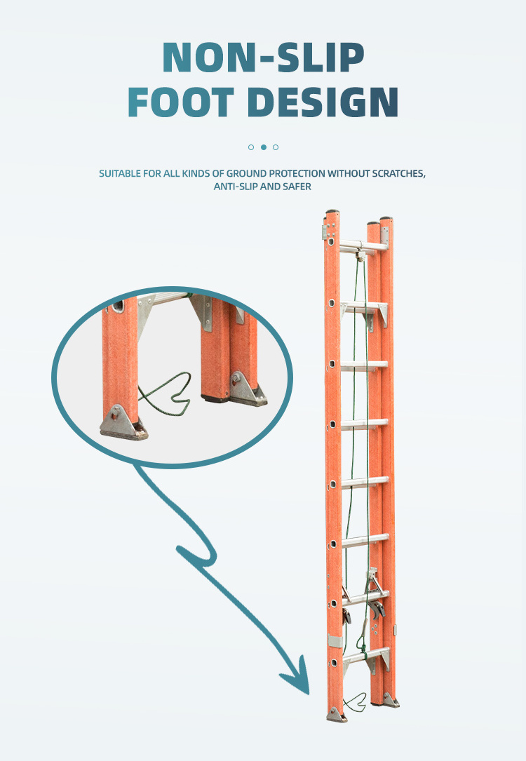 Factory custom Aluminium Extension Ladder long Heavy duty aluminum folding carbon fiber ladder fibreglass ladder