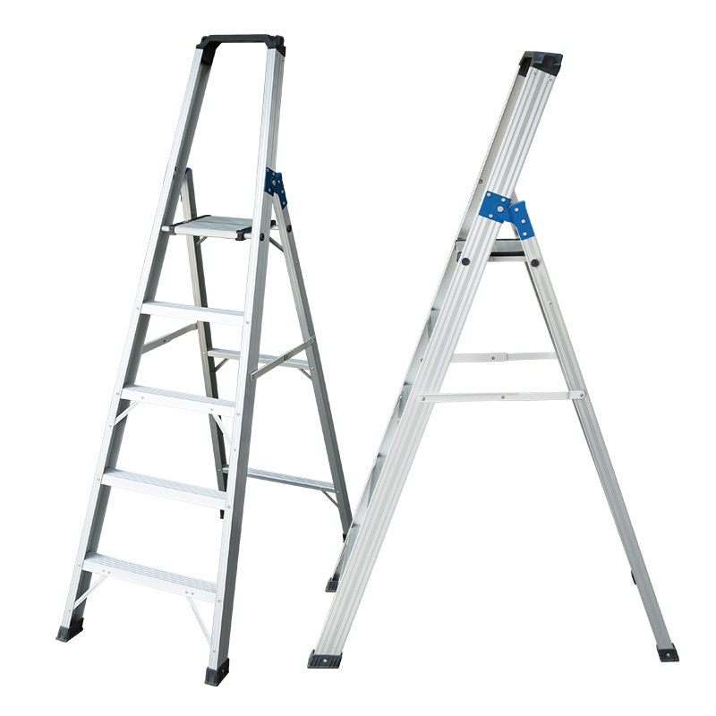 5 Steps Lightweight Aluminum Folding Step Ladder with Project Tray Handgrip Folding Step Stool with Anti-Slip Wide Pedal