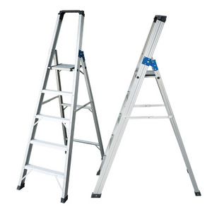 5 Steps Lightweight Aluminum Folding Step Ladder with Project Tray Handgrip Folding Step Stool with Anti-Slip Wide Pedal