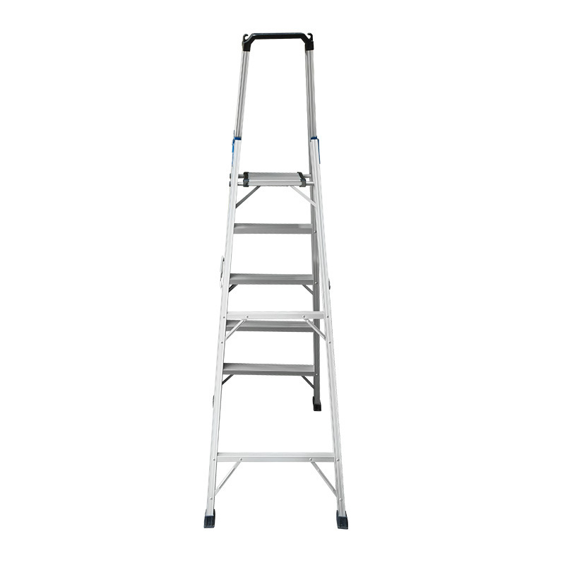 5 Steps Lightweight Aluminum Folding Step Ladder with Project Tray Handgrip Folding Step Stool with Anti-Slip Wide Pedal