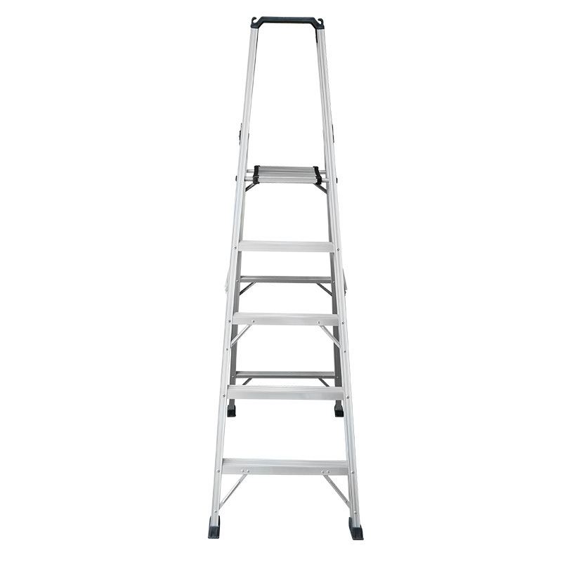 5 Steps Lightweight Aluminum Folding Step Ladder with Project Tray Handgrip Folding Step Stool with Anti-Slip Wide Pedal