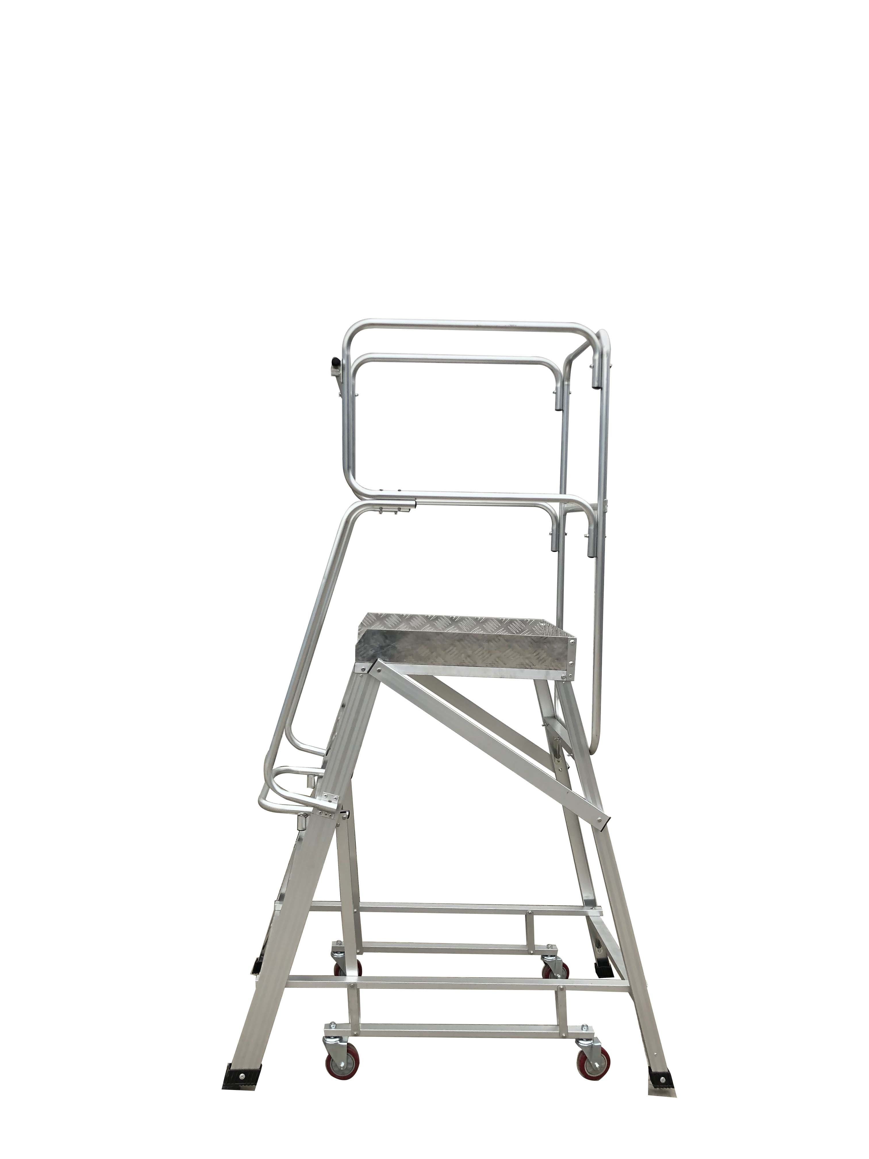 Combined aluminum heavy industry grade safety guardrail moveable platform Orchard ladder aluminum work platform ladder